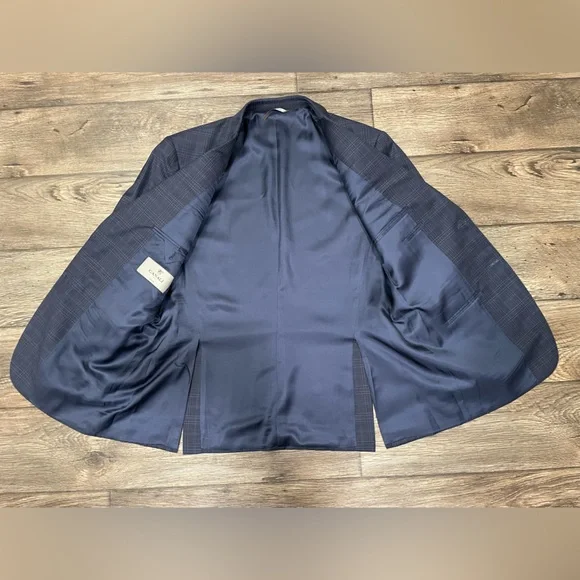 Canali Blazer Suit Jacket Sz 40R Plaid‎ Wool Dual Vent 2 Button #2 - Picture 6 of 14